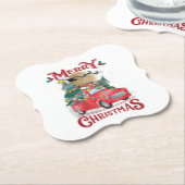 Vrolijk kerstfeest  Red Santa Truck Kartonnen Onderzetters (Gekanteld)
