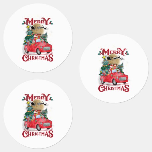 Vrolijk kerstfeest Red Santa Truck Labels (Groep)