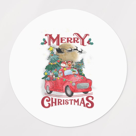 Vrolijk kerstfeest  Red Santa Truck Labels (Design 1)
