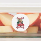 Vrolijk kerstfeest Red Santa Truck Labels (Aangebracht)
