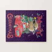 Vrolijk kerstfeest  Red Santa Truck Legpuzzel (Horizontaal)