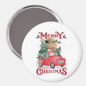 Vrolijk kerstfeest Red Santa Truck Magneet (Voorkant / Achterkant)