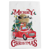 Vrolijk kerstfeest  Red Santa Truck Medium Cadeauzakje (Voorkant)