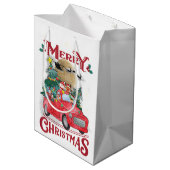 Vrolijk kerstfeest  Red Santa Truck Medium Cadeauzakje (Achterkant Gekanteld)
