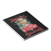 Vrolijk kerstfeest  Red Santa Truck Notitieblok (Schuin)