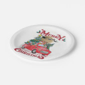 Vrolijk kerstfeest  Red Santa Truck Papieren Bordje (Gekanteld)