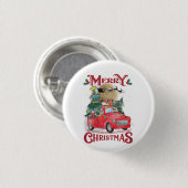 Vrolijk kerstfeest Red Santa Truck Ronde Button 3,2 Cm (Voorkant /achterkant)