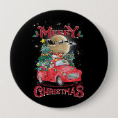 Vrolijk kerstfeest Red Santa Truck Ronde Button 4,0 Cm (Voorkant)