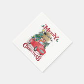 Vrolijk kerstfeest  Red Santa Truck Servet (Hoek)