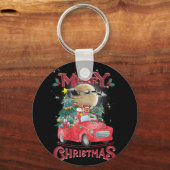 Vrolijk kerstfeest  Red Santa Truck Sleutelhanger (Voorkant)