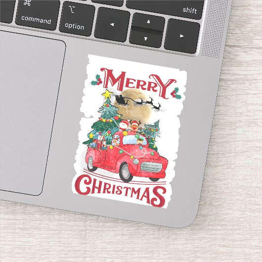 Vrolijk kerstfeest  Red Santa Truck Sticker (Detail)