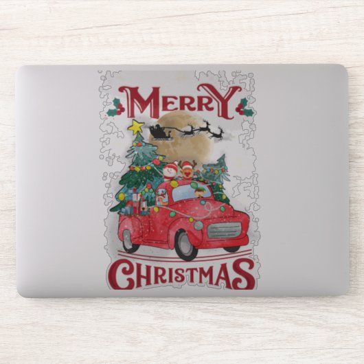 Vrolijk kerstfeest  Red Santa Truck Sticker (Computer)