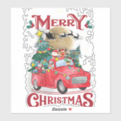 Vrolijk kerstfeest  Red Santa Truck Sticker (Vel)