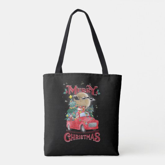 Vrolijk kerstfeest Red Santa Truck Tote Bag (Achterkant)
