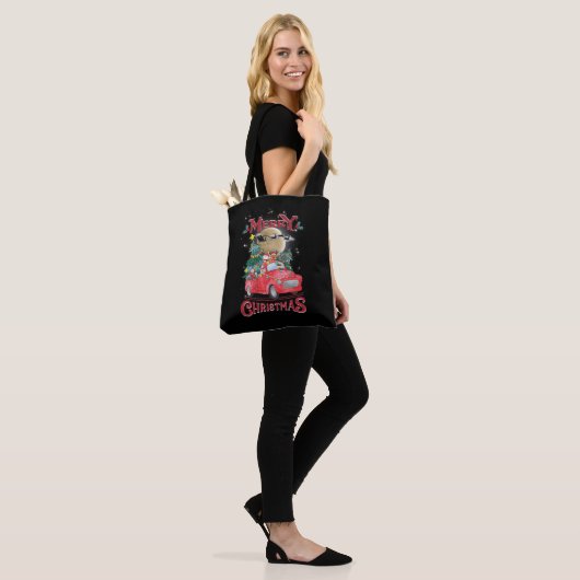 Vrolijk kerstfeest  Red Santa Truck Tote Bag (Op model)