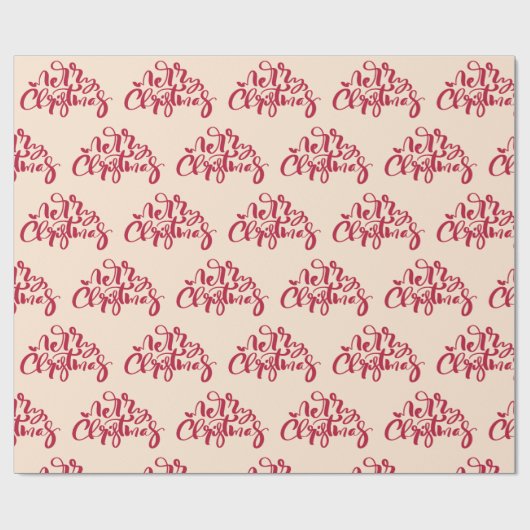 Vrolijk Kerstfeest Red Script Holiday Gift Cadeaupapier (Vlak)