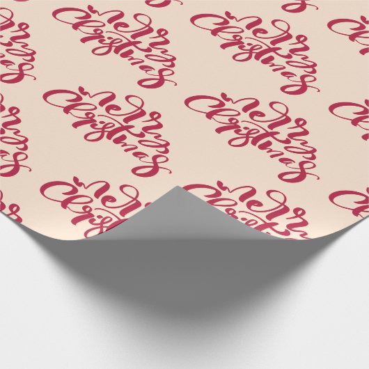 Vrolijk Kerstfeest Red Script Holiday Gift Cadeaupapier (Hoek)