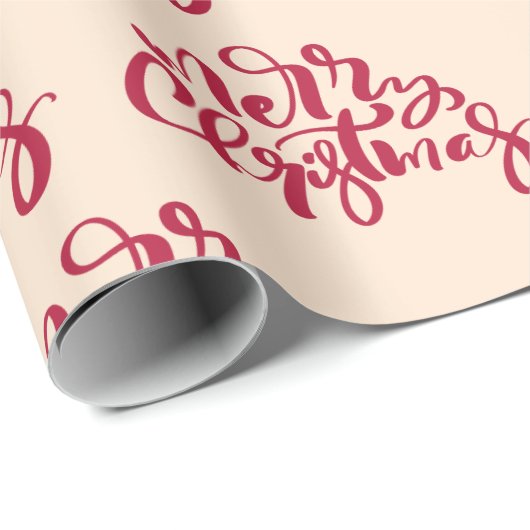 Vrolijk Kerstfeest Red Script Holiday Gift Cadeaupapier (Rol Hoek)