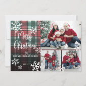 Vrolijk Kerstfeest Red Tartan Foto Feestdagenkaart (Voorkant)