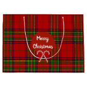 Vrolijk Kerstfeest Red Tartan Plaid Candy Canes Groot Cadeauzakje (Voorkant)