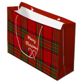 Vrolijk Kerstfeest Red Tartan Plaid Candy Canes Groot Cadeauzakje (Voorkant Gekanteld)