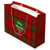 Vrolijk Kerstfeest Red Tartan Plaid Candy Canes Groot Cadeauzakje (Achterkant Gekanteld)