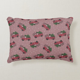 Vrolijk kerstfeest  Red Truck Accent Kussen