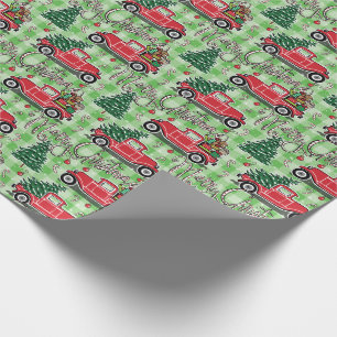 Vrolijk kerstfeest  Red Truck Buffalo Pset Cadeaupapier