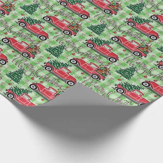 Vrolijk kerstfeest Red Truck Buffalo Pset Cadeaupapier (Hoek)