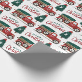 Vrolijk kerstfeest Red Truck Delivery Cadeaupapier (Hoek)