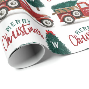 Vrolijk kerstfeest  Red Truck Delivery Cadeaupapier