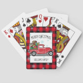 Vrolijk kerstfeest Red Truck Familienaam Pokerkaarten (Achterkant)