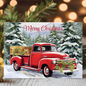 Vrolijk kerstfeest Red Truck Feestdagen Kaart