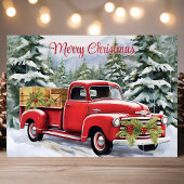 Vrolijk kerstfeest Red Truck Feestdagen Kaart