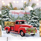 Vrolijk kerstfeest Red Truck Feestdagen Kaart