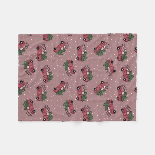 Vrolijk kerstfeest  Red Truck Fleece Deken (Voorkant (Horizontaal))