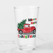 Vrolijk kerstfeest  Red Truck Glas (Voorkant)