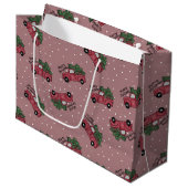 Vrolijk kerstfeest Red Truck Groot Cadeauzakje (Voorkant Gekanteld)