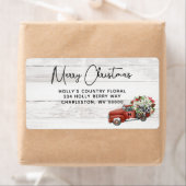 Vrolijk kerstfeest Red Truck Holiday Etiket (Insitu)