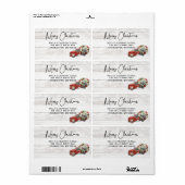 Vrolijk kerstfeest Red Truck Holiday Etiket (Full Sheet)