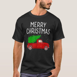 Vrolijk kerstfeest Red Truck met boomfamilie T-shirt
