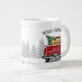 Vrolijk kerstfeest  Red Truck Name Rustic Dogs Grote Koffiekop (Voorkant rechts)