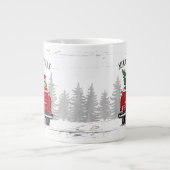 Vrolijk kerstfeest  Red Truck Name Rustic Dogs Grote Koffiekop (Voorkant)