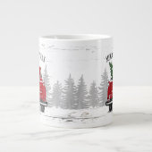 Vrolijk kerstfeest  Red Truck Name Rustic Grote Koffiekop (Voorkant)