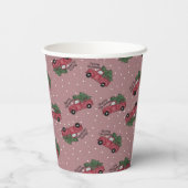 Vrolijk kerstfeest  Red Truck Papieren Bekers (Achterkant)