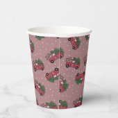 Vrolijk kerstfeest  Red Truck Papieren Bekers (Rechts)