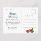 Vrolijk kerstfeest Red Truck Rustic PHOTO Feestdagenkaart (Achterkant)