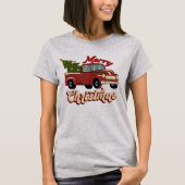 Vrolijk kerstfeest  Red Truck T-shirt (Voorkant)