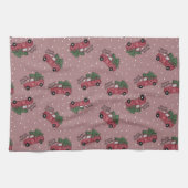 Vrolijk kerstfeest  Red Truck Theedoek (Horizontaal)