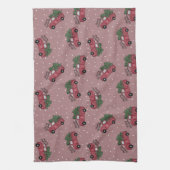 Vrolijk kerstfeest  Red Truck Theedoek (Verticaal)